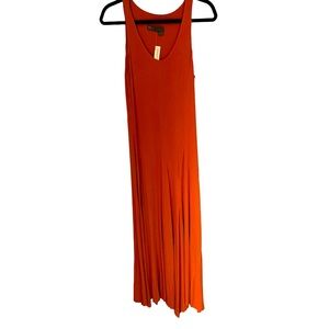 M Siamo Maxi Dress Lovely Orange in Stretch Jersey Made in Italy NWT